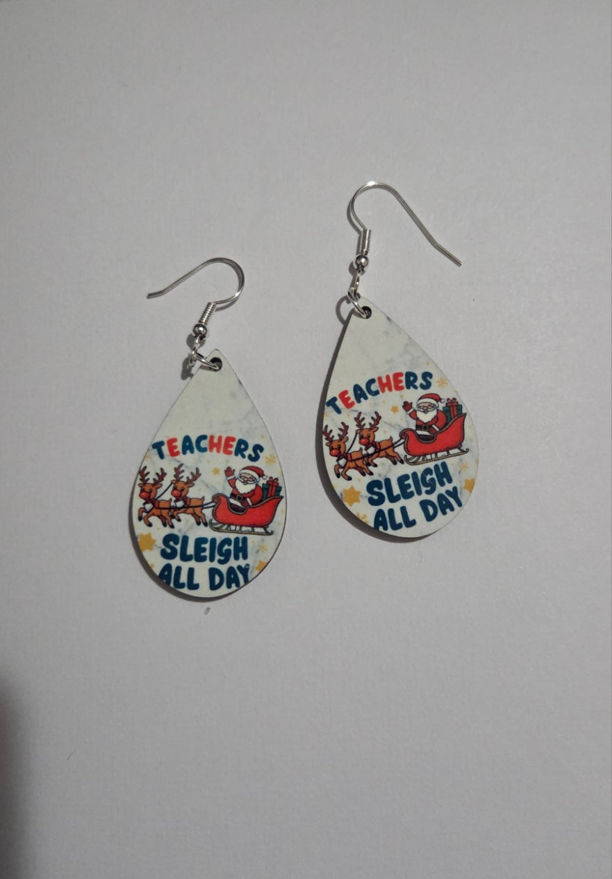 Customizable Teacher Earrings: Christmas