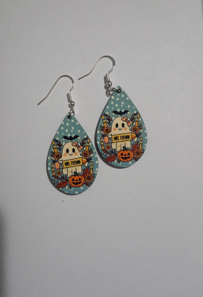 Customizable Teacher Earrings: Halloween