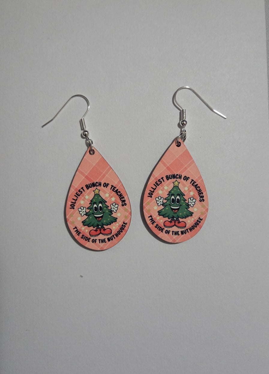 Customizable Teacher Earrings: Christmas