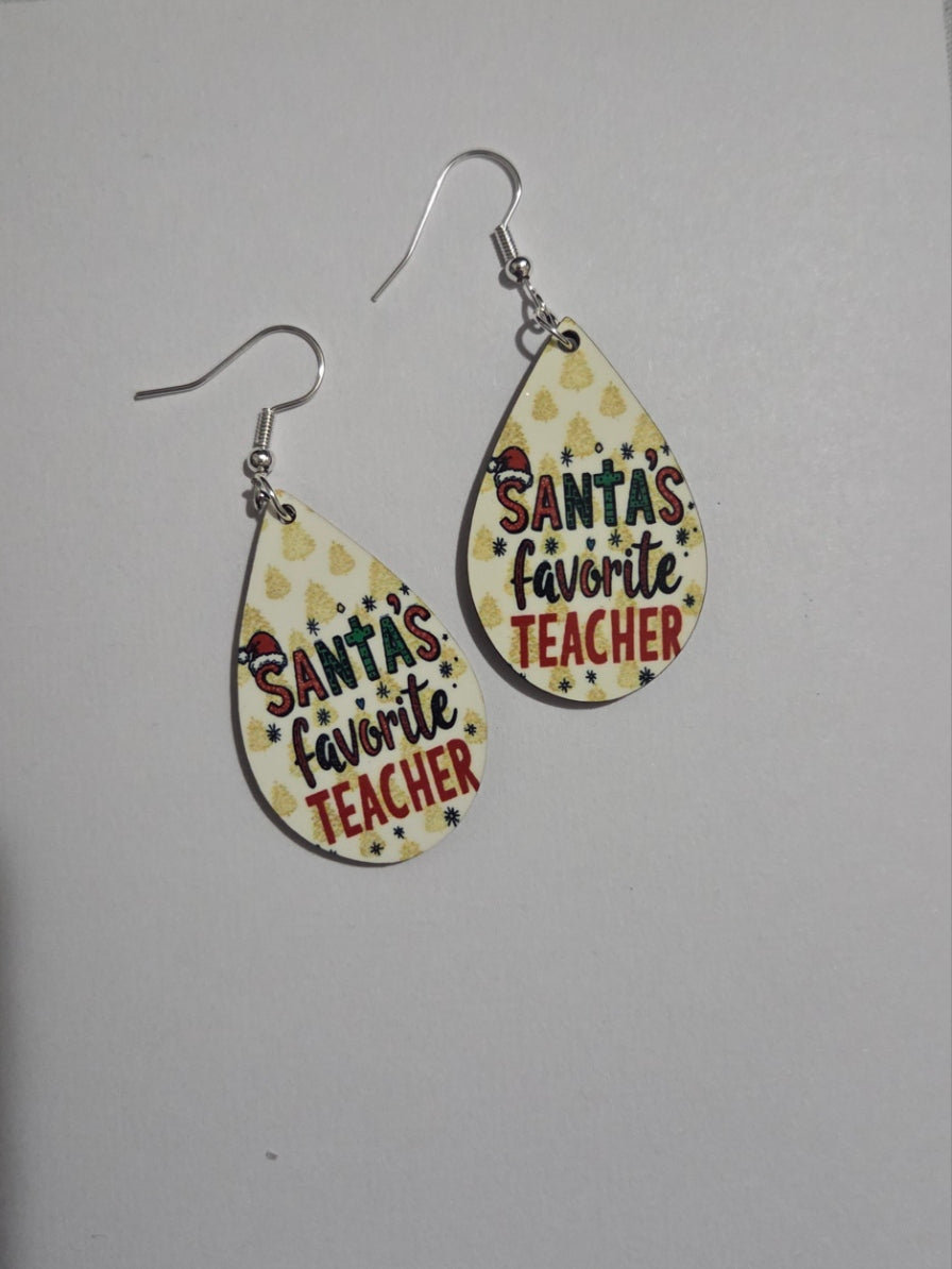 Customizable Teacher Earrings: Christmas