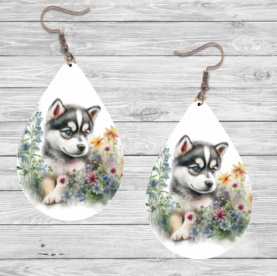 Siberian Husky Dog Earrings