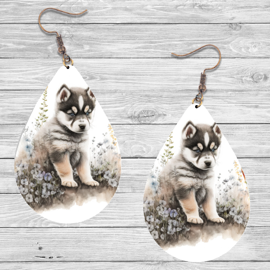 Siberian Husky Dog Earrings