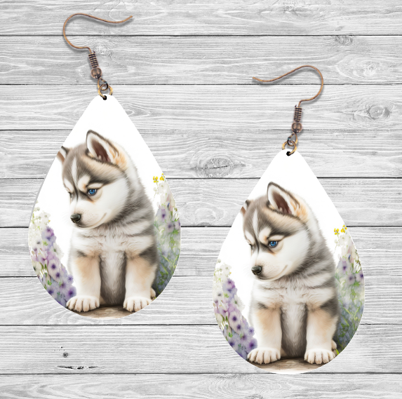 Siberian Husky Dog Earrings