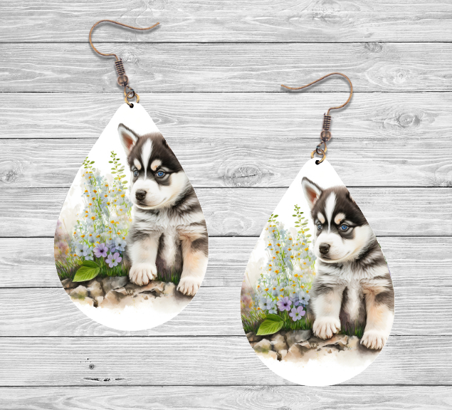 Siberian Husky Dog Earrings