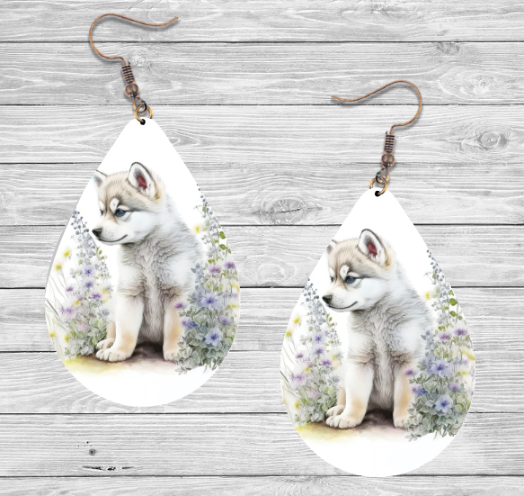 Siberian Husky Dog Earrings