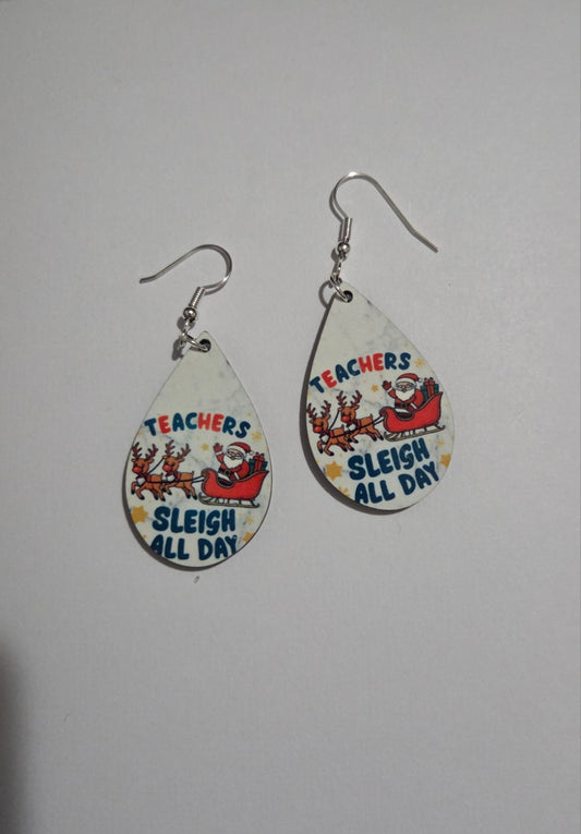 Customizable Teacher Earrings: Christmas