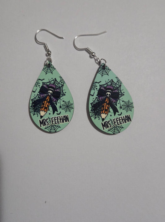 Customizable Teacher Earrings: Halloween