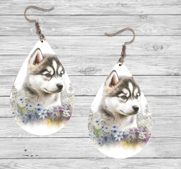 Siberian Husky Dog Earrings