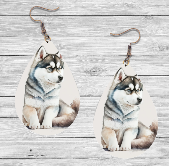 Siberian Husky Dog Earrings