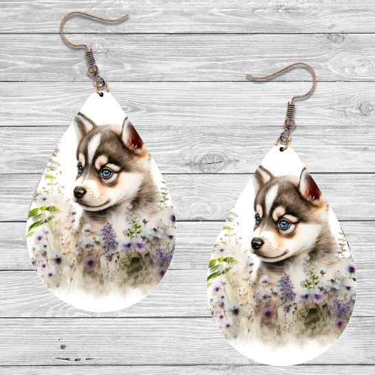 Siberian Husky Dog Earrings