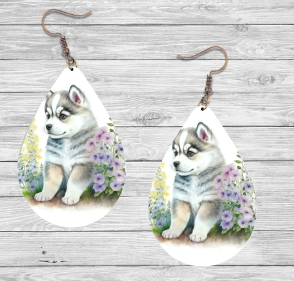 Siberian Husky Dog Earrings