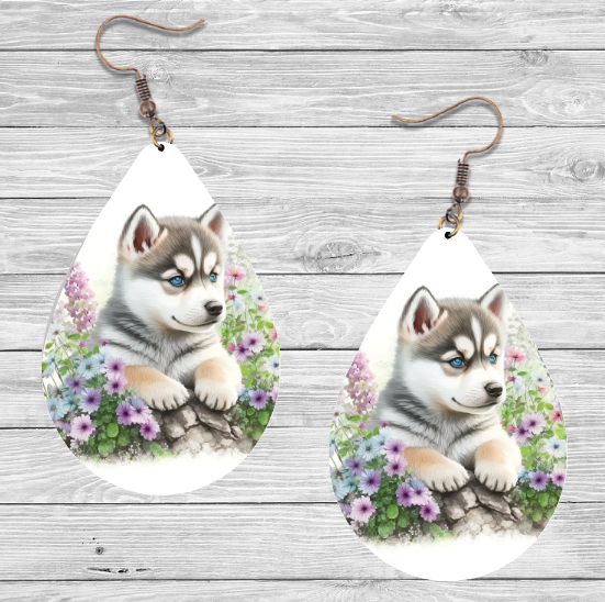 Siberian Husky Dog Earrings
