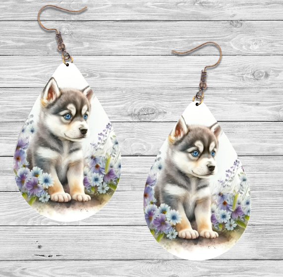 Siberian Husky Dog Earrings